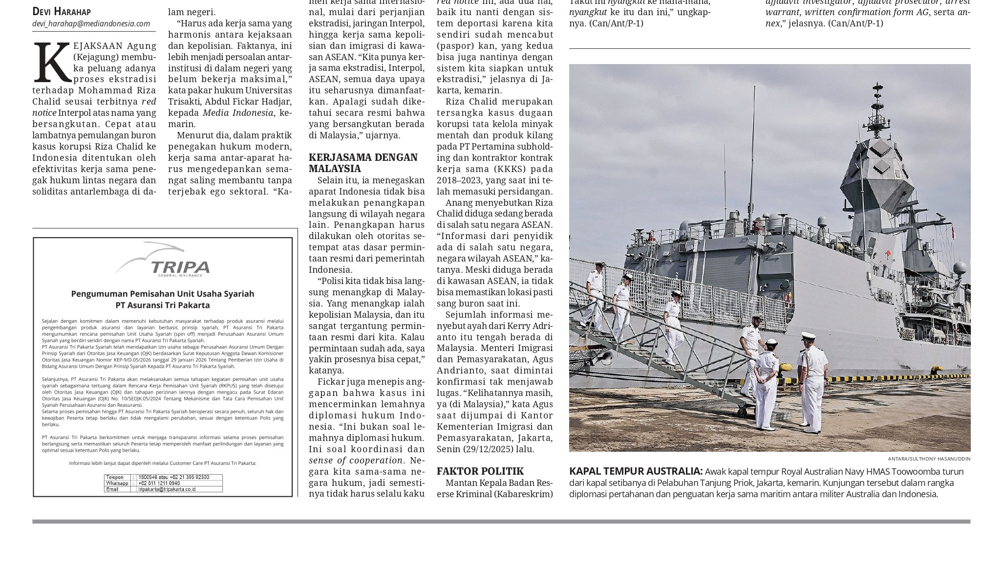 Pengumuman Pemisahan Unit Usaha Syariah - PT Asuransi Tri Pakarta