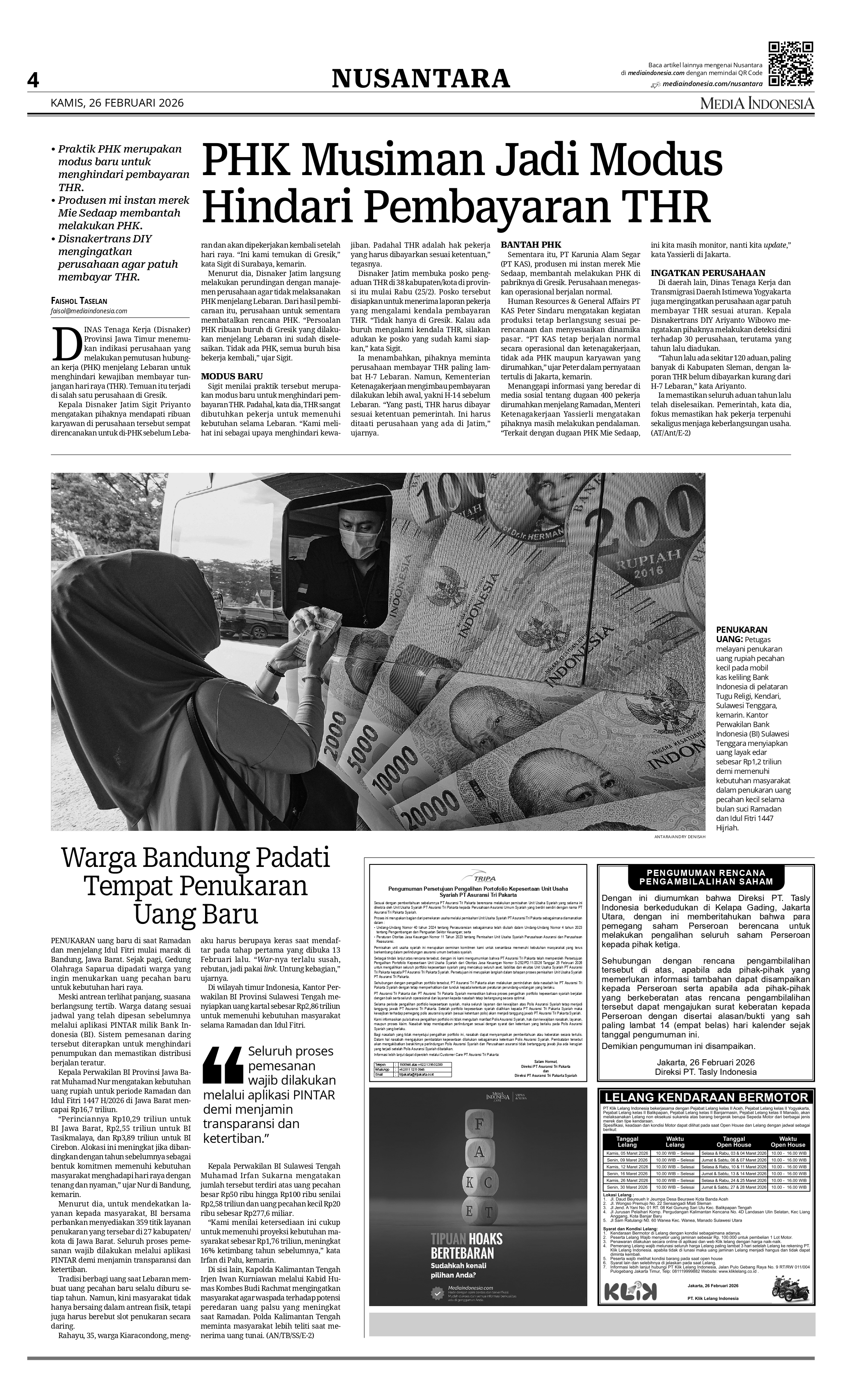 Pengumuman Persetujuan Pengalihan Portofolio Kepesertaan Unit Usaha Syariah PT Asuransi Tri Pakarta